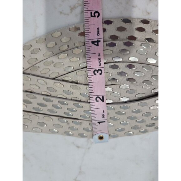 B-Low The‎ Belt Studded Leather Wrap Belt Sz Large Ivory Silver Accents Designer main image 7